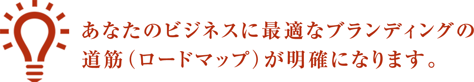 あなたのビジネスに最適なブランディングの道筋（ロードマップ）が明確になります。